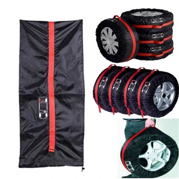 

1PC 4pcs Car Auto Spare Tire Wheel Protection Covers Black and Red Storage Bags Carry Tote Cover Vehicle Wheel Protector