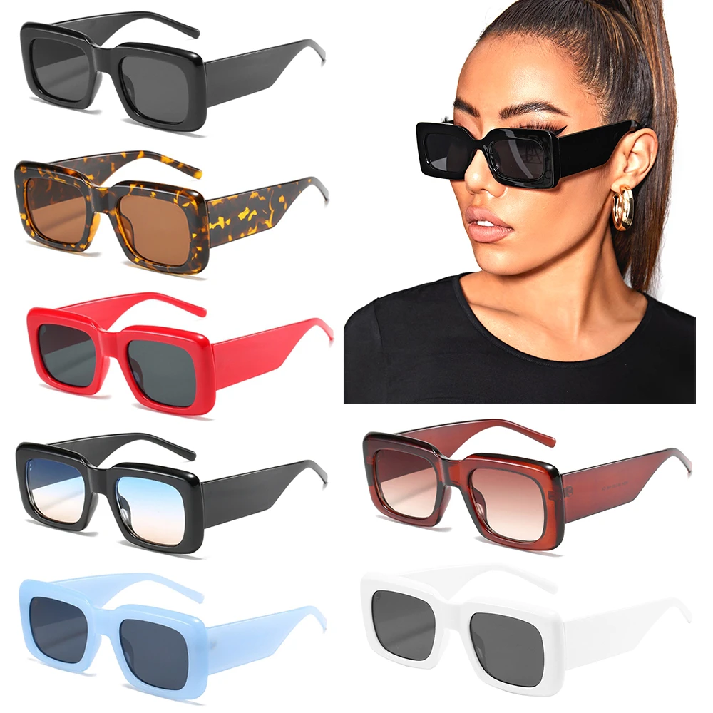Retro Gradient Rectangle Sun Glasses Wide Leg Square Sunglasses for Women Men Hip Hop UV400 Eyewear Shades kids Helmet Motorcycle