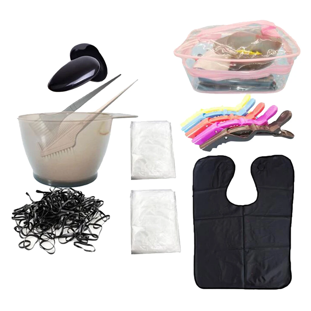 15x Salon Hair Color DIY Hairdressing Tools Dye Brush Bowl Storage Bag Set
