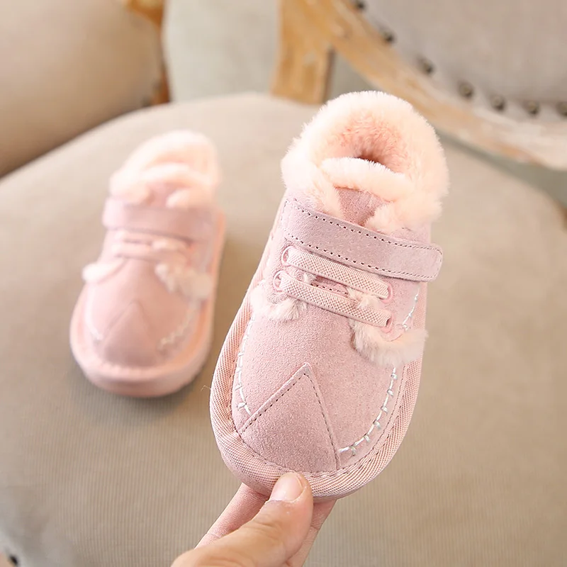 SX214Pink Зимняя детская обувь, сапоги с плюшевой подкладкой Повседневное обувь для девочек Для мальчиков ясельного возраста кроссовки, мягкая подошва детская спортивная обувь SX214 - Цвет: SX214Pink