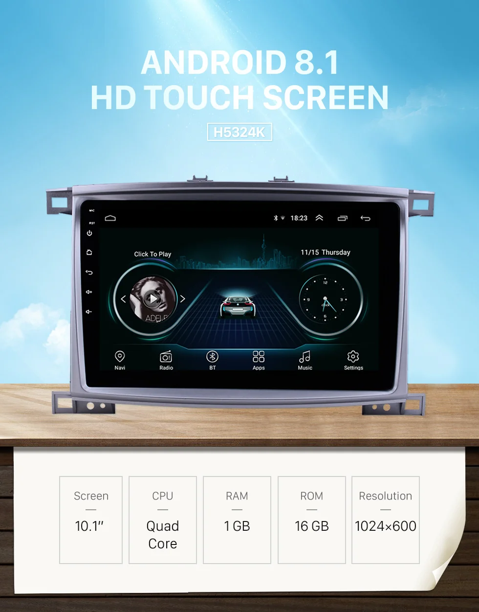 Perfect Harfey Car 2Din GPS Android 8.1 Stereo 10.1" for Toyota Cruiser 2006 support Carplay TPMS with HD Touchscreen WIFI Bluetooth USB 0