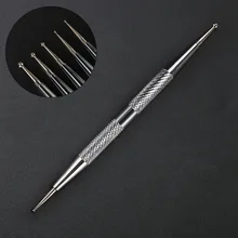 Nail Beauty Tool Set 5 Double Headed Point Flower Diamond Pen Stainless Steel Metal Manicure Pen Drawing Needle Wholesale