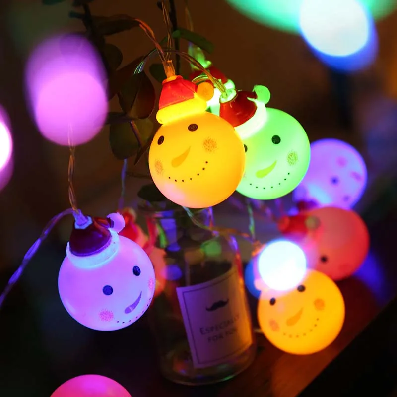 1,5 м 10 светодиодный Санта Клаус Снеговик Гирлянда освещение рождественнской елки украшения Рождественские украшения для дома Navidad - Цвет: Multicolor Snowman