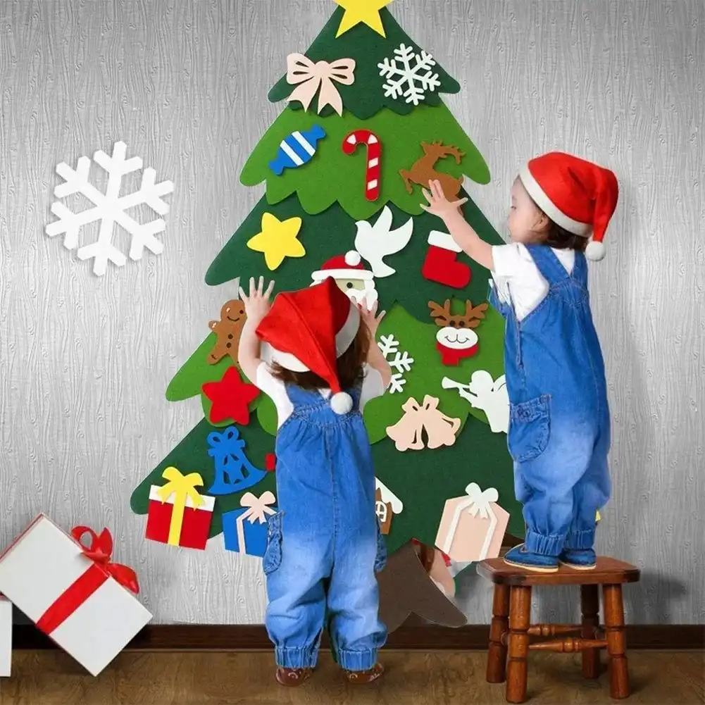 Vktech Diyフェルトクリスマスツリーホームドア壁掛けオーナクリスマスツリー クリスマスの装飾ナヴィダード21新年キッズギフト 木 Aliexpress