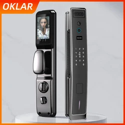 OKLAR – serrure de porte à empreintes digitales, reconnaissance faciale pour la maison, serrure intelligente, appareil photo, contrôle via application, interphone à distance 