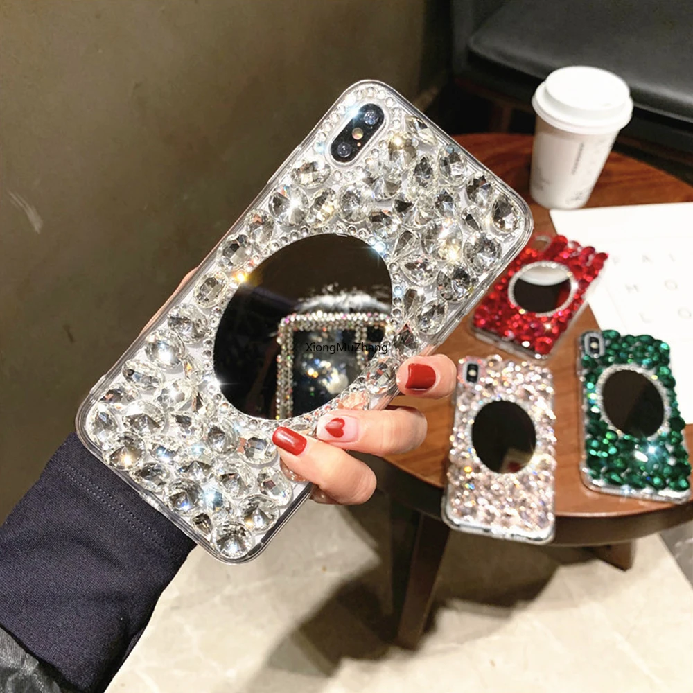 

Luxury Crystal Gem Rhinestone Mirror Diamond Case For Samsung J3 J5 J7 A3 A5 A7 2016 2017 J4 J6 J8 A750 Soft Shockproof Cover