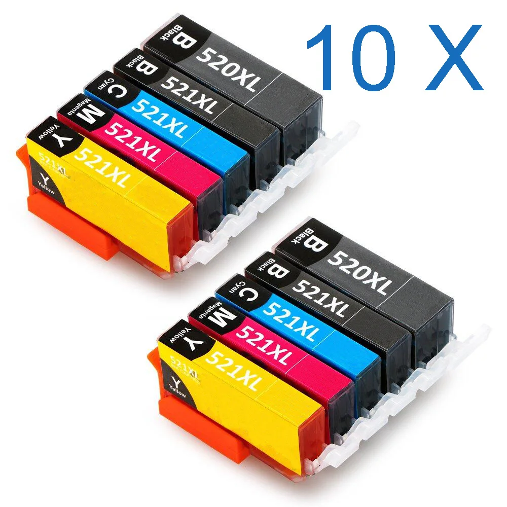 10PK совместимые чернильные картриджи PGI 520 CLI 521 для Canon PIXMA iP 3600 4600 4700 MP 540 550 560 620 630 640