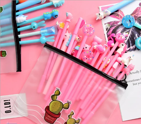 Creative 20Pcs/Set Lovely Girl Pink Cartoon Gel Pen Combination Suit Netural Black 0.5mm Signature Pen 100pcs/Lot/5Sets GP567
