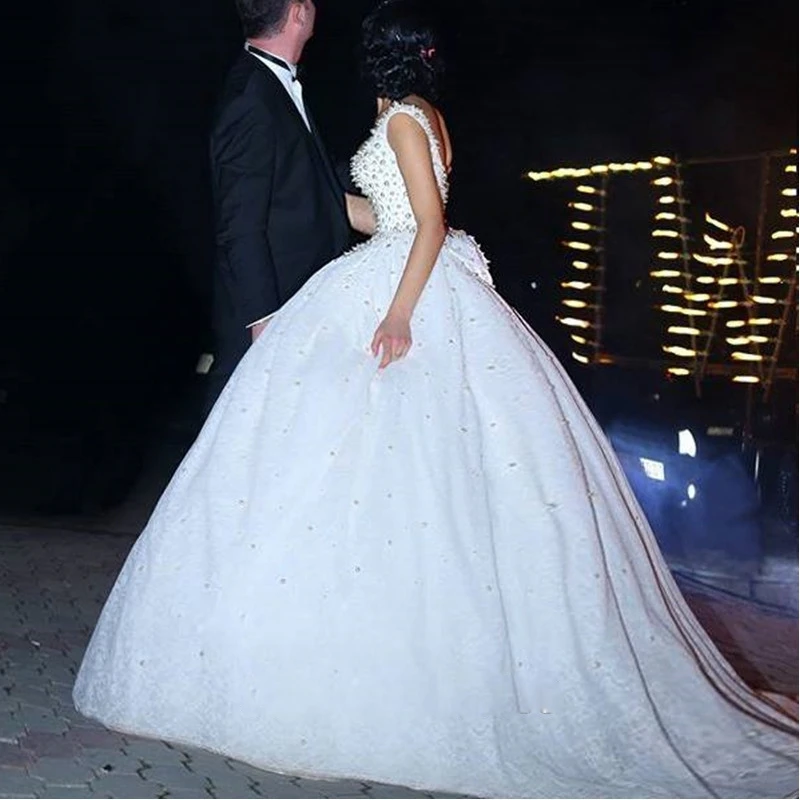 Vestido de noiva robe de mariee, бальные платья, жемчуг, тюль, принцесса, свадебное платье, robe de mariage, платья для матери невесты