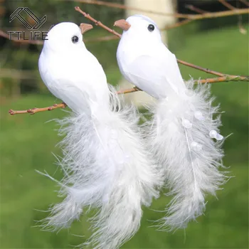 

Decorative Fake Doves White Artificial Foam Feather Wedding Ornament Home Craft Table Decor Bird Toy Christmas Wedding Decor