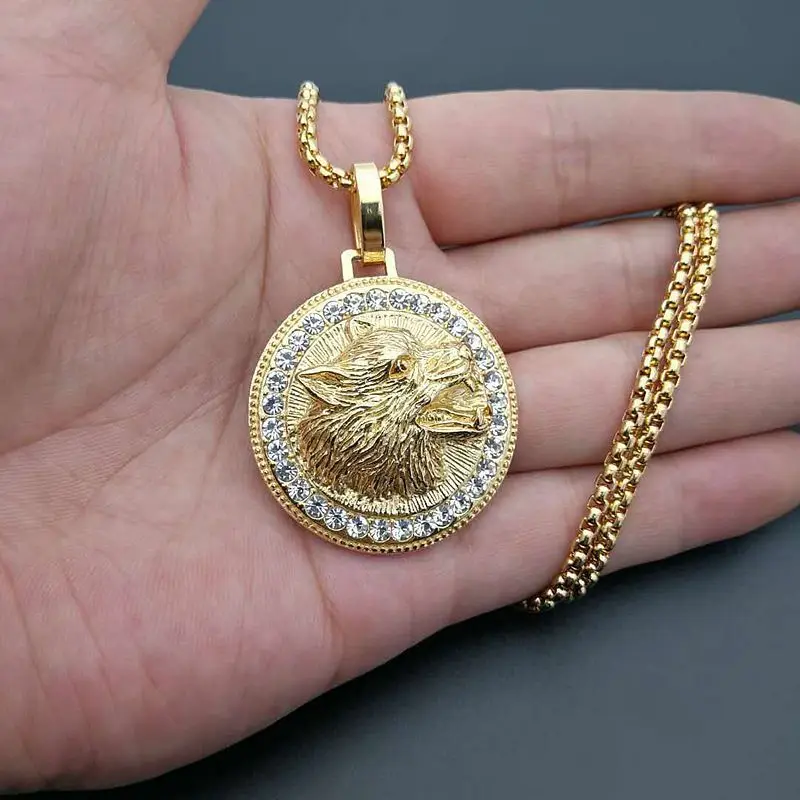 Классическое позолоченное металлическое ожерелье в стиле панк с изображением