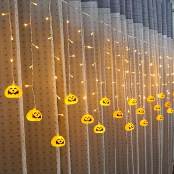

Halloween Decoration Light 3.5M 5M Orange Pumpkin LED String Garland Curtain Lights For Christmas Garden Outdoors Decor