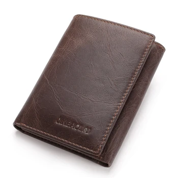 

Men's luxury business leather wallet, leisure three-fold multi-card short zero wallet multi-function clasp card bag