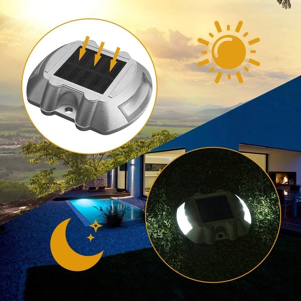 Solar Step Lights Solar Deck Lights 6 LED Dock Driveway for Walkway Stair and Step Cast Aluminum solar ground lights