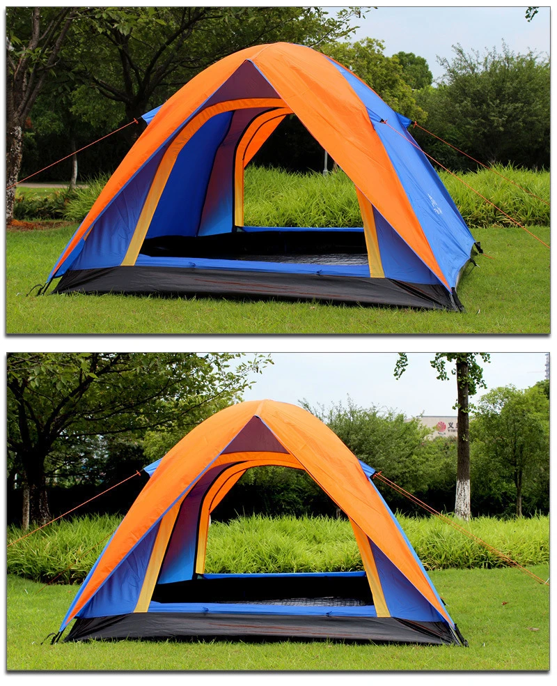 3-4 человек двойной Слои палатка с двойной дверью на открытом воздухе Водонепроницаемый тент палатка 200x180x140 см для рыбалки, кемпинга, вечерние