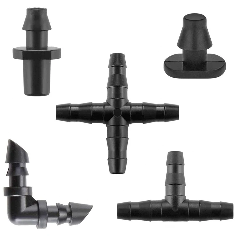 Irrigation Fittings Kit Drip Irrigation Barbed Connectors For 1/4-Inch Hose 