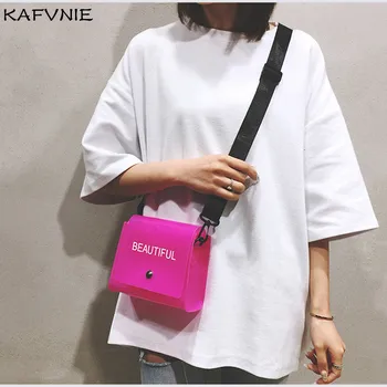 

Women's Fashion PVC Bag Jelly Candy Summer Beach Handbag Messenger Tote Purse Bag Clear Transparent Shoulder Bag wholesale