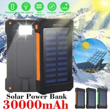 20000 мАч/30000 мАч Солнечный внешний аккумулятор Двойной USB Солнечное зарядное устройство Внешняя батарея зарядное устройство Baterial внешняя упаковка для смартфона