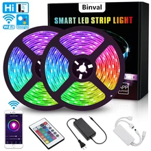 Binval WiFi светодиодный светильник 5/10 м RGB 5050 Светодиодный ленточный светильник s меняющий цвет светодиодный светильник s с пультом дистанционного управления для ТВ спальни вечерние панели