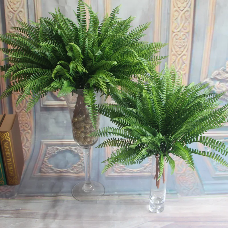 

Green Artificial Fern Bouquet Leather Silk Plants Fake Persian Leaves Foliage Home Wedding Decoration