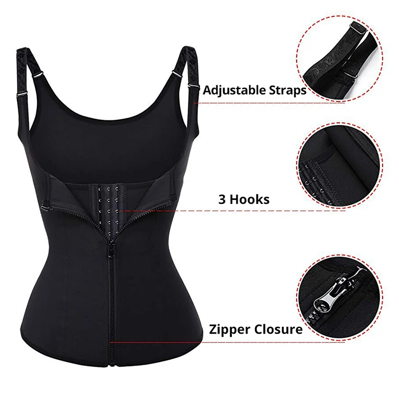 YBFDO Women Waist Trainer Push Up Vest Tummy Belly Girdle Body Shaper Waist Cincher Corset Zipper Vest Plus Size S-4XL body shaper waist trainer