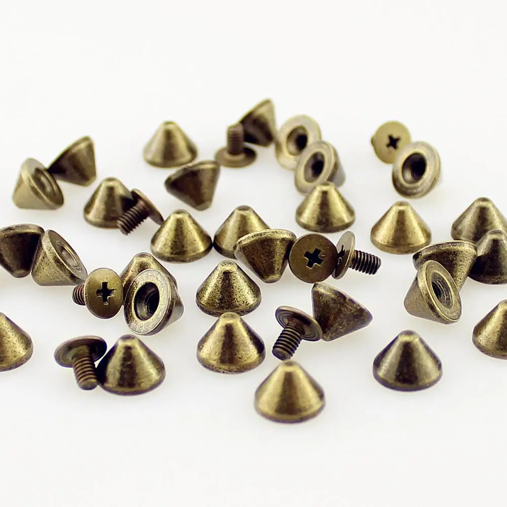 50pcs 9x6mm Silver Gold Thorns Spikes Rivets for Leather Punk Rivets Bullet with Screws DIY Tire Studs for Clothes metal rivets leather rivets metal studs