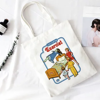 

Let Us Call The Exorcist Cartoon Letter Funny Shoulder Canvas Bags Retro Harajuku Crossbody Women Bag Casual Ins Punk Handbag