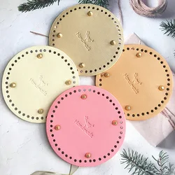 New 15/18cm Round Bottom for Knitted Bag PU leather Base Bag Accessories Handmade Logo Bottom  Crochetbag   DIY Handbag Bottom