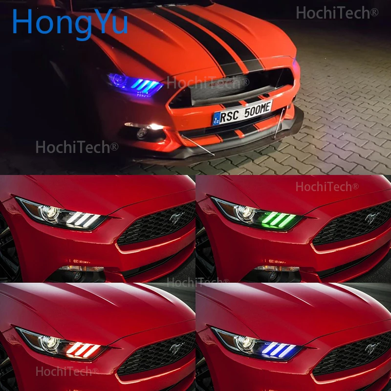 Для Ford Mustang 2015 2017 Angel Eye Halo кольца последние фары многоцветные RGBW светодиодный
