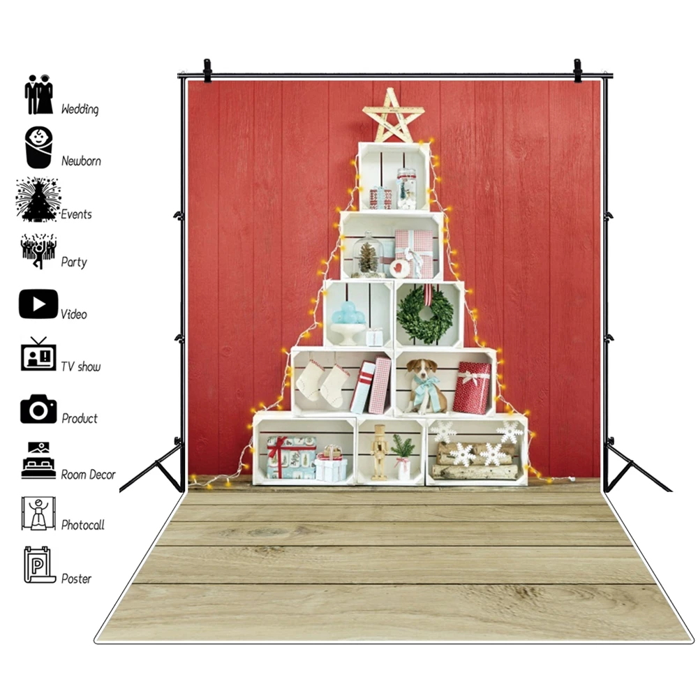 

Yeele Christmas Party Gift Wood Board Backdrop Photography Newbron Baby Shower Birthday For Photo Studio Background Photophone