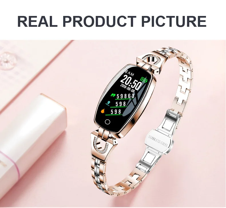 Новинка, смарт-часы для женщин, водонепроницаемые, мониторинг сердечного ритма, Bluetooth, фитнес-браслет, кровяное давление, здоровье, H8 для Android IOS
