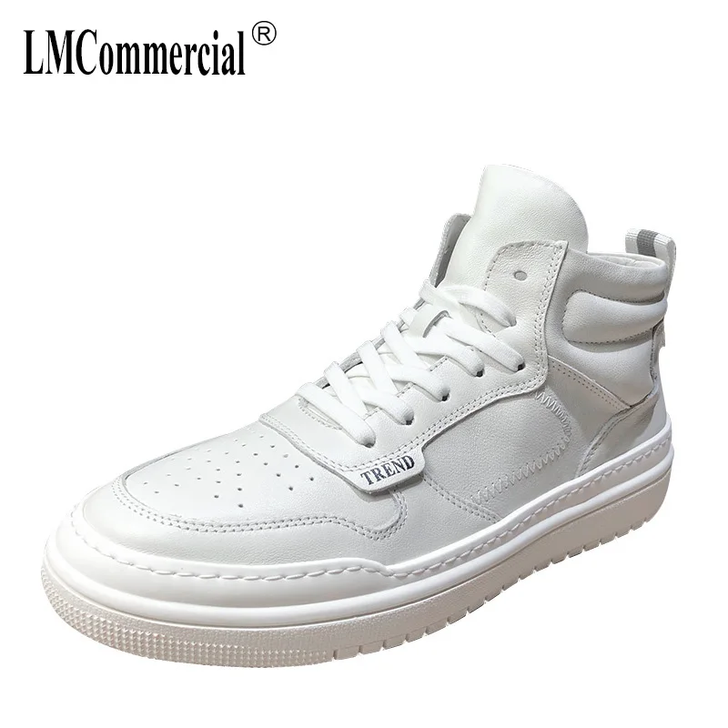 

autumn winter genuine leather white boots high top shoes men breathable sneaker fashion boots men casual shoes, Leisure shoes