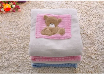 

New Baby Polyester Coral Velvet Cartoon Child Blanket Baby Thickened Plain Embroidered Child Blanket