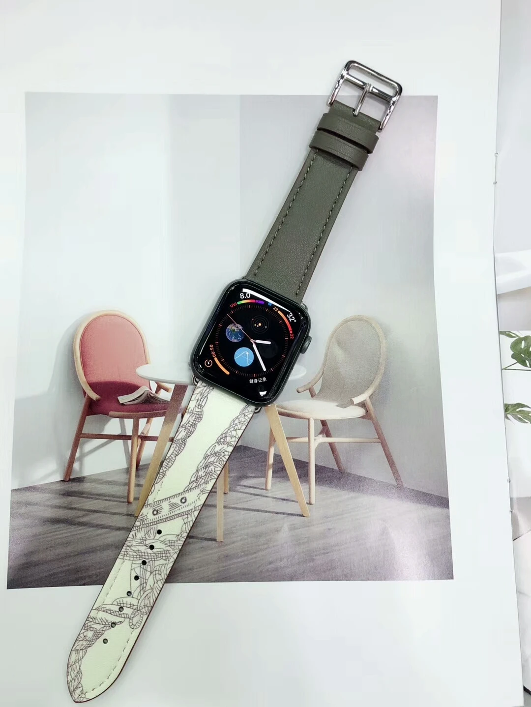 Новейший цветной кожаный ремешок для часов iWatch5 4 3 2 1, ремешок для часов Apple Watch 42 мм, 38 мм, 40 мм, 44 мм, ремешок для браслета - Цвет ремешка: etain beton