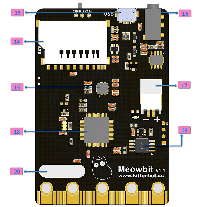 Макетная плата совместима с Micro: Bit графическим программированием scrch3 pyn