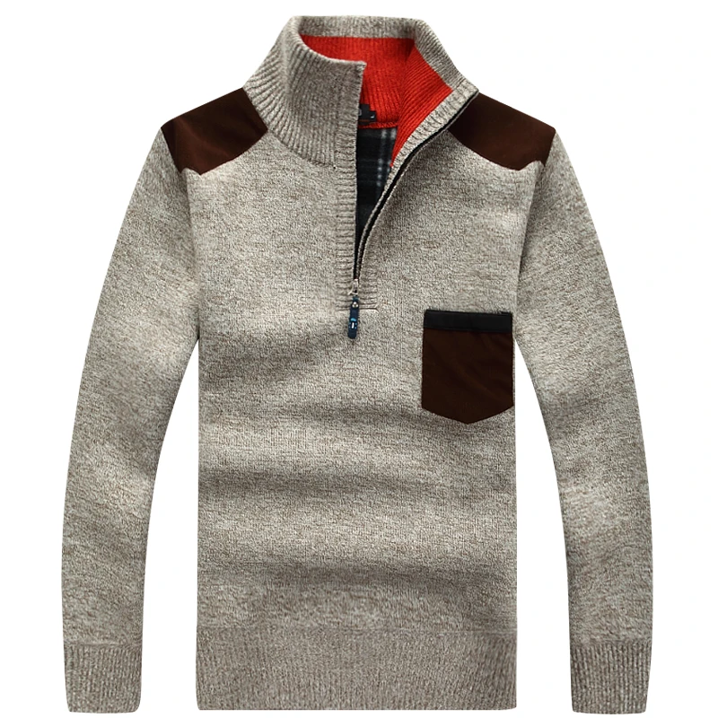Свитер с воротником-стойкой, зимний утолщенный кашемировый свитер, трикотажный пуловер, кашемировый Повседневный флисовый осенний свитер, кашемировый свитер для мужчин