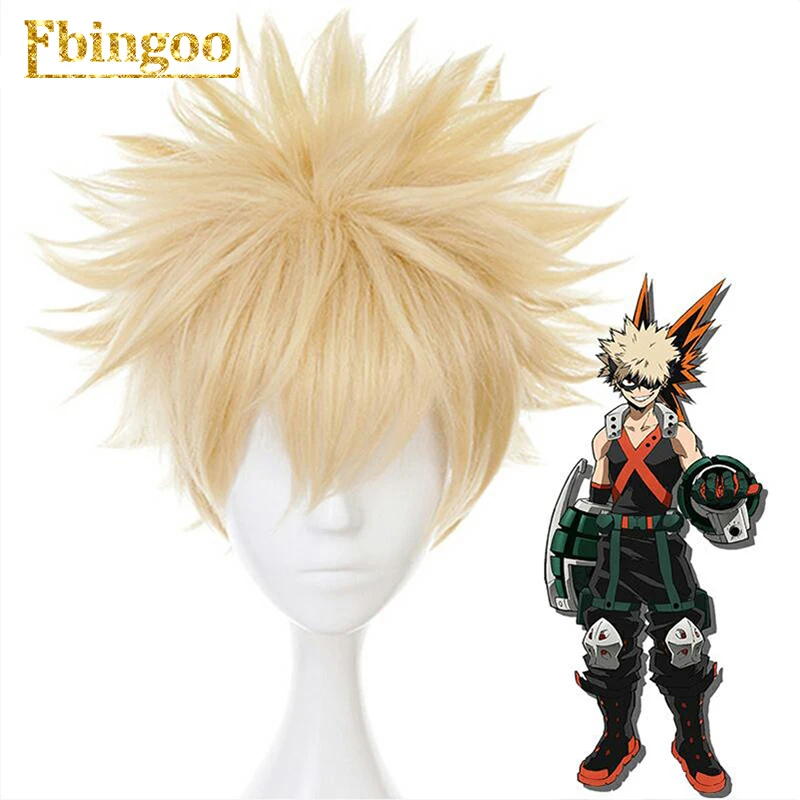 Ebingoo My Boku no Hero Academy Bakugou Katsuki Bakugo короткий льняной блонд термостойкий синтетический косплей костюм парик для мальчиков