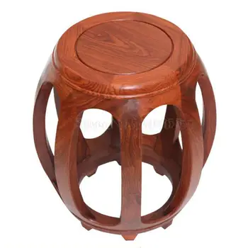 

Makeup drum stool antique Chinese solid wood round stool rosewood pier wood sitting pier guzheng stool living room coffee stool