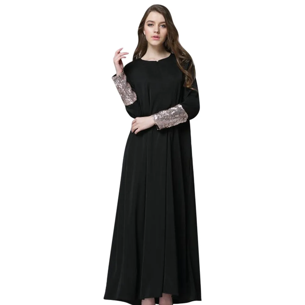 Cothes мусульманское платье Abaya женский халат Рамадан черные блестки женское