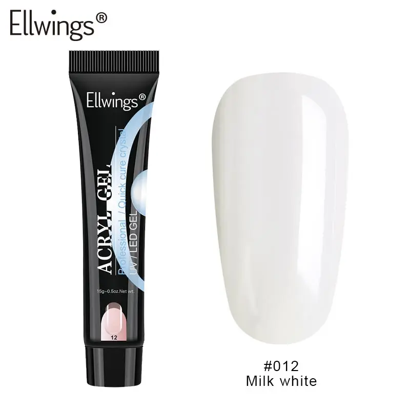 Ellwings, полигель для быстрого строительства, гель для ногтей, акриловый, полигель, кристалл, УФ, гель для наращивания, решение для выскальзывания, быстрое удлинение геля - Цвет: Milk white
