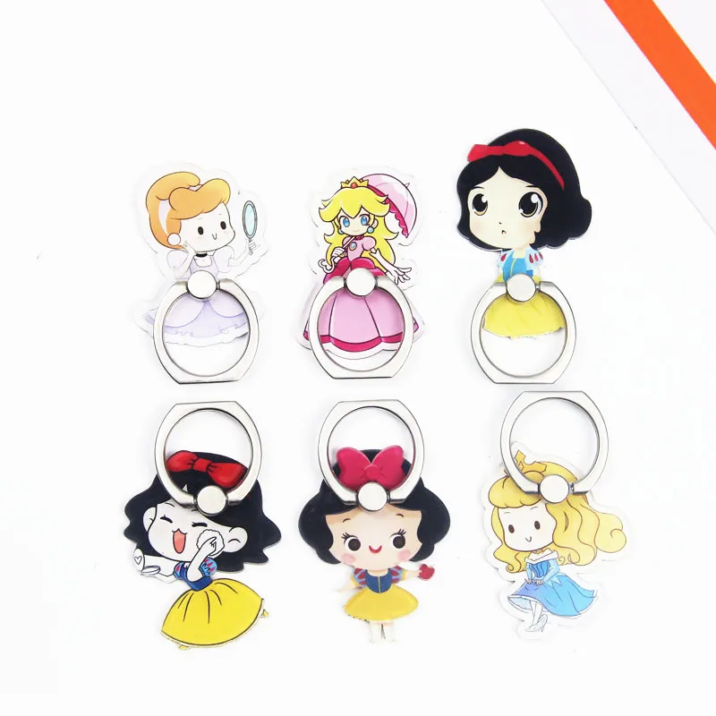 

2019 New Design 1 Piece High Quality ABS Finger Ring Mobile Phone Holder Cute Cartoon Princess Series Phone Holder Ring Housing