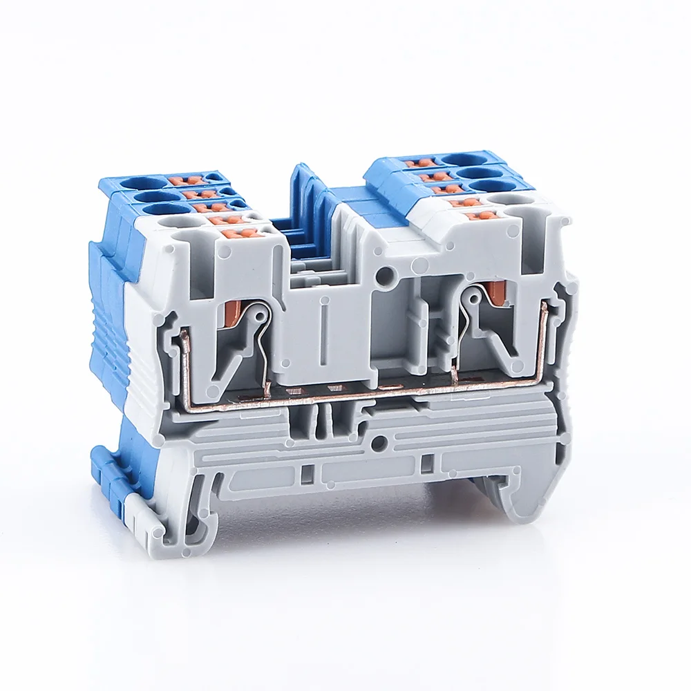 10pcs Din Rail Terminal Block PT-2.5 Push In Terminal Connector Spring Screwless Electrical Wire Conductor Terminal Block PT2.5