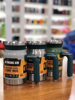 

2019 new stainless steel thermos cup outside /at home/office water bottle with handle 620ml vacuum camp mug good gifts for man