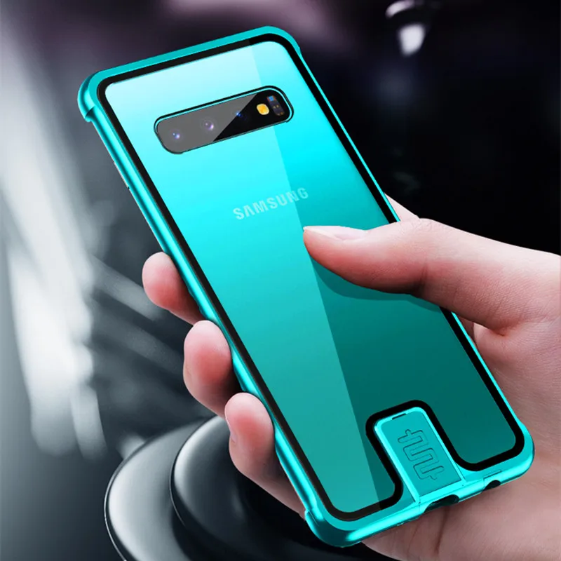 Zeallion для самсунга Galaxy ультратонкий S10 Note 10 Plus двухтактный металл рамка с закаленным стеклом противоударный чехол для телефона
