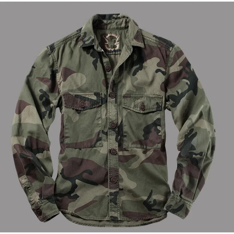 Camouflage Shirts Men Military Shirt 