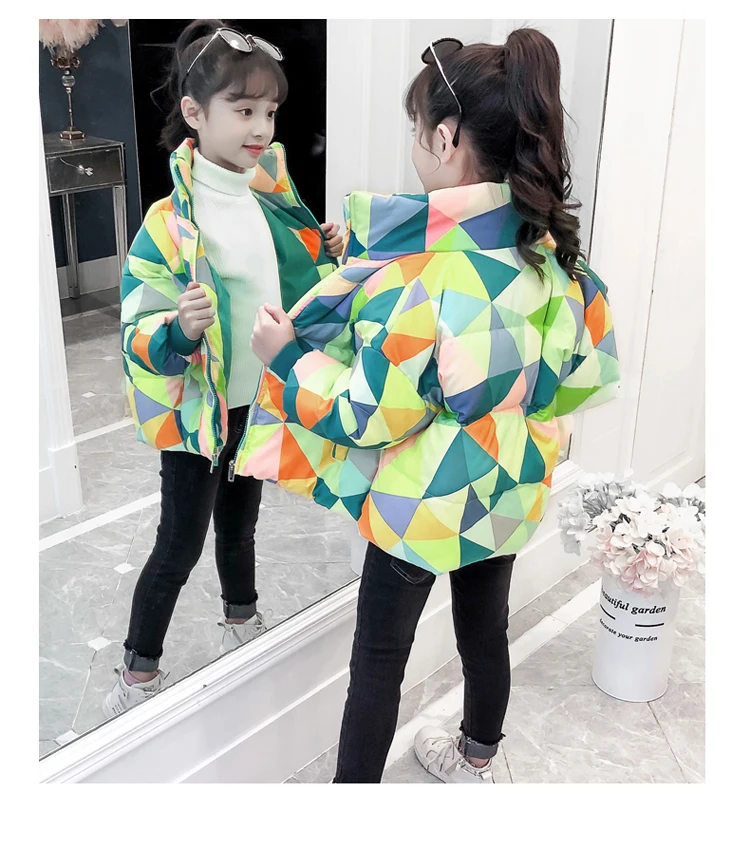 Hot Sale Girls Cotton Padded Jacket Clothes Fall Winter Children's Colour Wadded Coat Kids Camouflage Clothing Outerwear P371