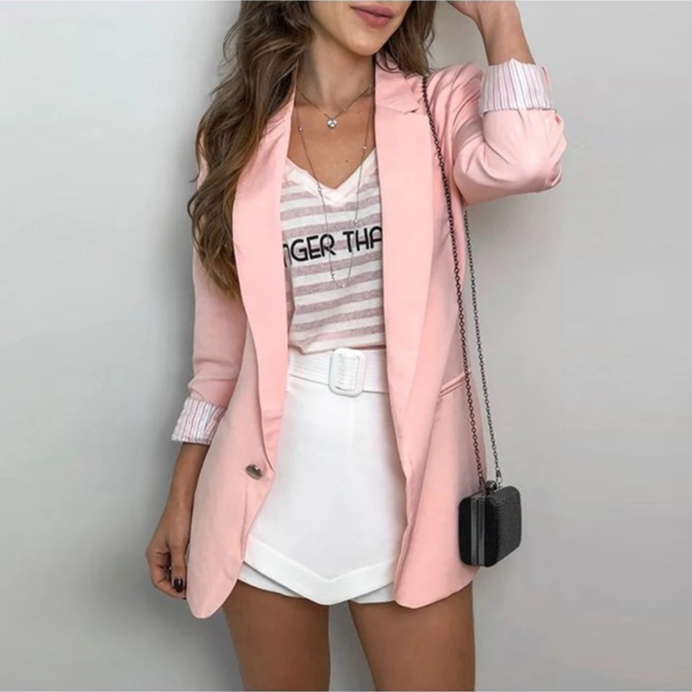 Приталенная модная женская куртка средней длины на пуговицах Повседневная