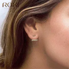ROXI геометрический металлический стержень серьги антикоррозийный маленькие серьги-гвоздики для женщин 925 серебряные серьги Свадебные украшения