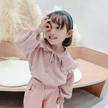 

2020 new wholesale girls plaid shirt fashion spring kids girls blouse 1-6t