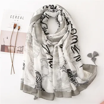 

autumn women's Cotton scarf hemp letter print scarf fashion winter beach warm shawl national style high quality silk Scarves